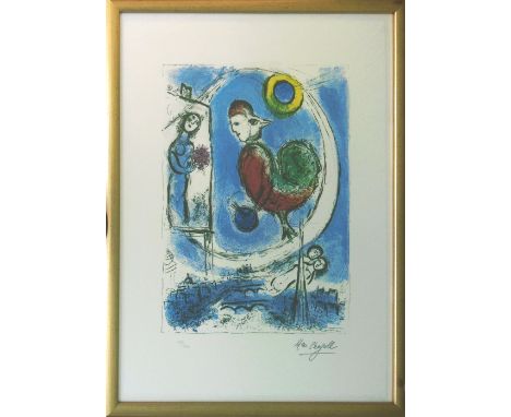 MARC CHAGALL, 'Le Coq sur Paris', lithograph in colours on Arches paper, signed in the plate, hand numbered edition 772/1200,