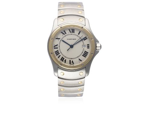 A GENTLEMAN'S STEEL &amp; SOLID GOLD CARTIER SANTOS RONDE BRACELET WATCH CIRCA 1990s, REF.1551 &nbsp;
D: Silver dial with Rom