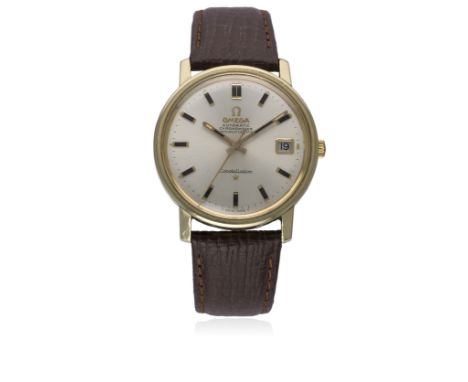 A GENTLEMAN`S GOLD CAPPED OMEGA CONSTELLATION CHRONOMETER WRIST WATCH CIRCA 1968, REF. 168.018
D: Silver sunburst dial with b