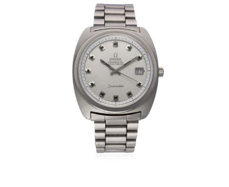 A RARE GENTLEMAN'S STAINLESS STEEL OMEGA SEAMASTER CHRONOMETER BRACELET WATCH CIRCA 1970, REF. ST 168.035&nbsp;
D: Silver dia