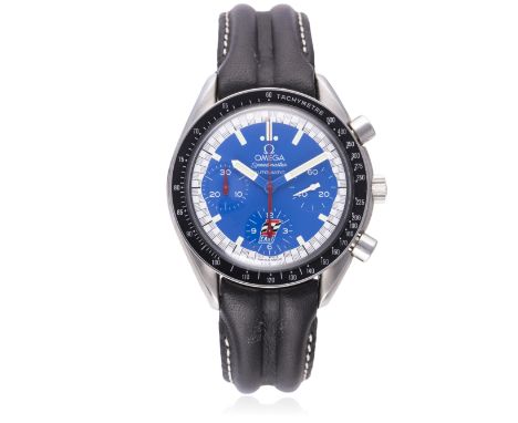 A GENTLEMAN'S STAINLESS STEEL OMEGA SPEEDMASTER AUTOMATIC CHRONOGRAPH WRIST WATCH CIRCA 1997, REF. ST 175.0032 CART SPECIAL E