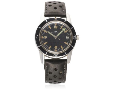A GENTLEMAN'S STAINLESS STEEL JAQUET DROZ AUTOMATIC DIVERS WRIST WATCH CIRCA 1960s
D: Gloss black dial with luminous markers 