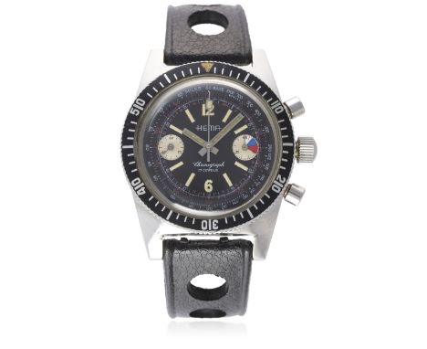 A GENTLEMAN&rsquo;S STAINLESS STEEL HEMA DIVERS CHRONOGRAPH WRIST WATCH CIRCA 1960s&nbsp;
D: Black dial with luminous markers