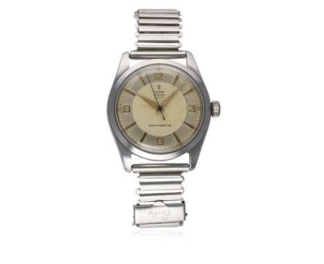 A RARE GENTLEMAN'S STAINLESS STEEL ROLEX TUDOR OYSTER ROYAL BRACELET WATCH CIRCA 1950s, REF. 7934 
D: Two tone&nbsp;silver&nb