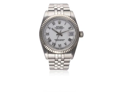 A MID SIZE STAINLESS STEEL &amp; WHITE&nbsp;GOLD ROLEX OYSTER PERPETUAL DATEJUST BRACELET WATCH CIRCA 1996, REF. 68274 
D: Wh