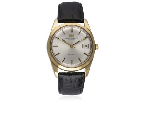 A GENTLEMAN'S LARGE SIZE 18K SOLID GOLD IWC AUTOMATIC WRIST WATCH DATED 1977, REF. 817A PRESENTED TO MARKS &amp; SPENCER EMPL