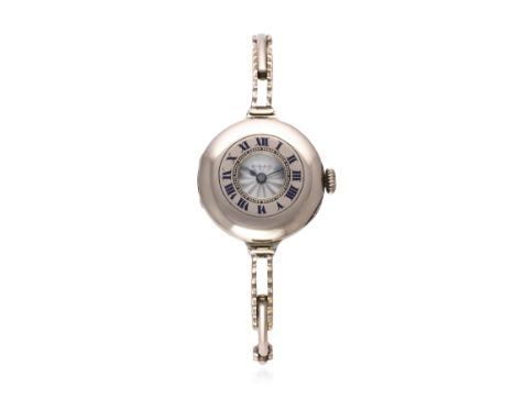 A LADIES 9CT SOLID ROSE GOLD ROLEX HALF HUNTER BRACELET WATCH CIRCA 1920s&nbsp;
D: Silver engine turned dial. M: 15 jewel man