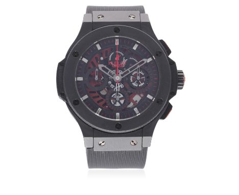 A GENTLEMAN'S BLACK HUBLOT BIG BANG CHRONOGRAPH WRIST WATCH CIRCA 2008, LIMITED EDITION OF 50 PIECES FOR KRONOMETRY 1999, WIT