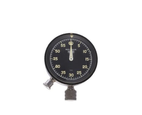 A RARE HEUER AUTO-RALLYE STOPWATCH / TIMER CIRCA 1960s
D: Black dial with luminous markers. M: Manual wind movement signed He