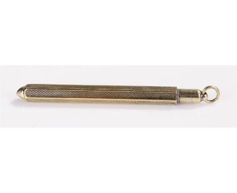 Silver toothpick, with engine turned shaft, name engraved Alan, 6.5cm long