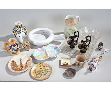 Mixed ceramics, to include plates, Sylvac vase, Goebel figures, cut glass, Cornish ware, Royal Commemorative wares, etc, (qty