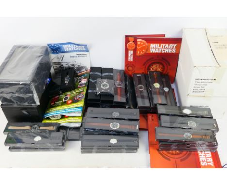 Eaglemoss Military Watch Collection - A boxed collection of over 50 Eaglemosss Military watches with magazines and four displ