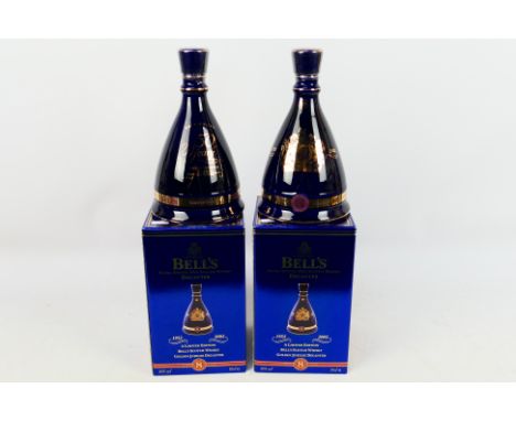 Two 70cl limited edition Bells Extra Special Old Scotch Whisky decanters, 8 Years Old and 40% abv, produced to celebrate Quee