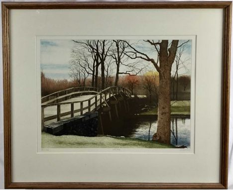 Christopher Penny (1947-2001) artist's proof lithograph entitled North Bridge, signed, 35cm x 48cm, framed and glazed