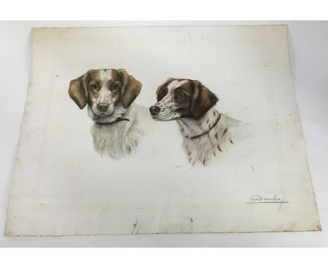 Leon Danchin (1887-1838) lithograph - Two dogs, signed in pencil, 57cm x 44cm unframed