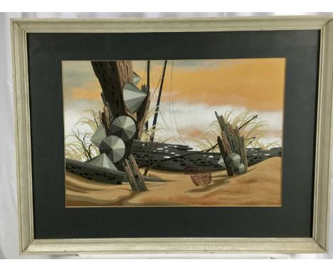 Richard Constable gouache - seabed, signed and dated Dec 12th '67, 57cm x 39cm mounted in glazed frame, 81cm x 62cm overall