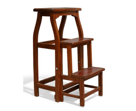 A Victorian mahogany metamorphic stool/library steps, c.1890, with tooled red leather tiers, 84cm highCondition Report:  Mino