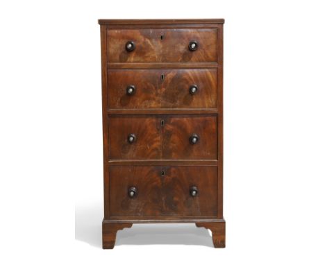 A Victorian mahogany pedestal chest, c.1850, the four graduated drawers with turned handles inset with mother of pearl, raise