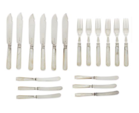 A set of Edwardian silver fish knives and forks, Sheffield, 1904, William Hutton & Sons, the six each knives and forks with m