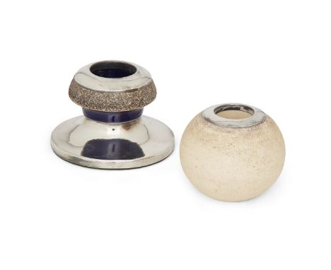 A late Victorian silver mounted ceramic match striker, Chester, 1899, Cornelius Desormeaux Saunders & James Francis Hollings 