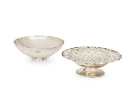 A Georg Jensen bowl by Johan Rohde (1856-1935), stamped sterling, 'Dessin', and numbered 529, of circular form with lightly p