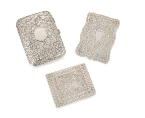 A Victorian silver cigar/cigarette case, Birmingham, 1892, Nathan &amp; Hayes, the foliate scroll chased body with gilded int