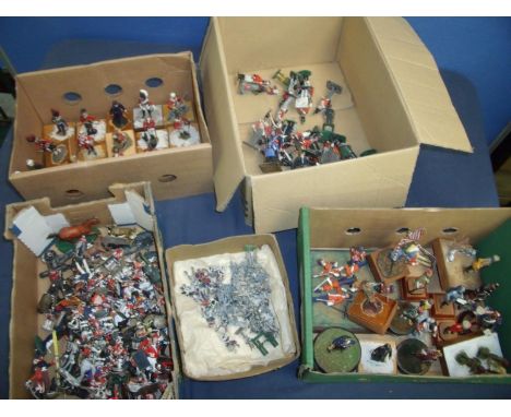 Large collection of various cast metal military miniature figures covering mostly the Napoleonic and Victorian era with mostl