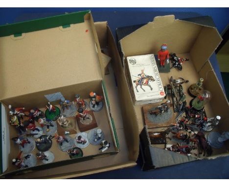 Large collection of mostly cast metal military miniatures of mainly Napoleonic era and of various scales in painted finish co