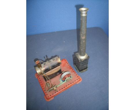 Vintage Meccano style stationary engine with separate chimney block (2) 