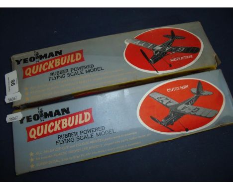 Two boxed Yeoman Quick Build Rubber Powered Flying Scale Model Planes, models Auster Autocar and D.H.Puss Moth 