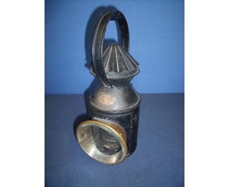 Railway hand lamp with brass plaque for Nunn, Ridsdale &amp; Co London. E 