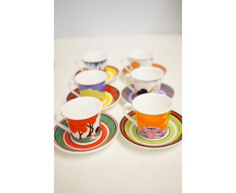 6 Wedgwood Clarice Cliff cups & saucers limited edition 