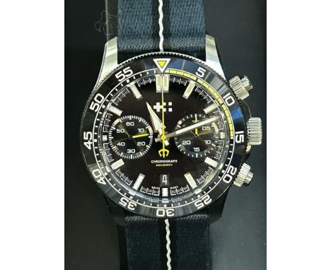 Christopher Ward chronograph wristwatch with box, wooden box, outer box & papers. Excellent condition 