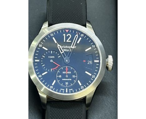 Christopher Ward C8 power reserve chronometer wristwatch - As new with box, outer box, spare leather strap & papers. Excellen