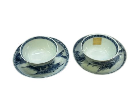 2x Nanking cargo tea bowls & saucers with Christies labels 