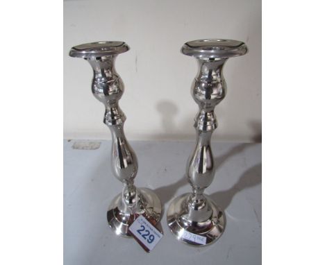  Sale Item:    PAIR 12.5" SILVER PLATED CANDLE STICKS  Vat Status:   No Vat   Buyers Premium:  This lot is subject to a Buyer