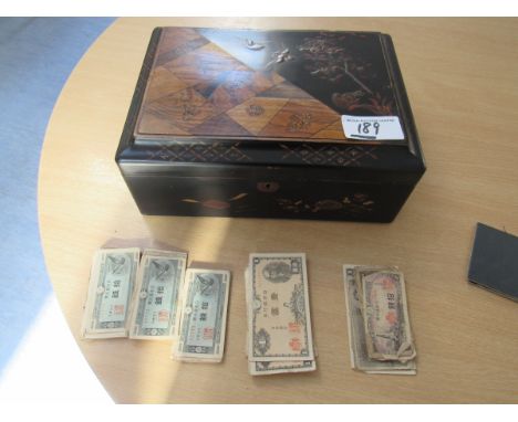  Sale Item:    INLAID ORIENTAL BOX & JAPANESE NOTES ETC (AF)  Vat Status:   No Vat   Buyers Premium:  This lot is subject to 