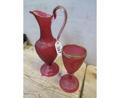  Sale Item:    CRANBERRY GLASS EWER & GOBLET   Vat Status:   No Vat   Buyers Premium:  This lot is subject to a Buyers Premiu
