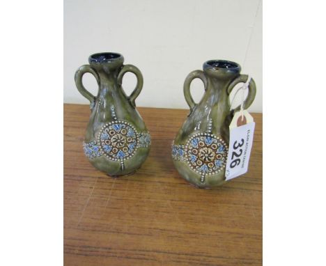  Sale Item:    PAIR ROYAL DOULTON STONEWARE VASES  Vat Status:   No Vat   Buyers Premium:  This lot is subject to a Buyers Pr