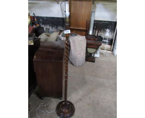  Sale Item:    OAK BARLEY TWIST STANDARD LAMP   Vat Status:   No Vat   Buyers Premium:  This lot is subject to a Buyers Premi