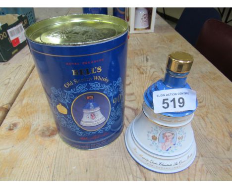  Sale Item:    BOXED BELLS DECANTER QUEEN MOTHER 90TH BIRTHDAY  Vat Status:   No Vat   Buyers Premium:  This lot is subject t