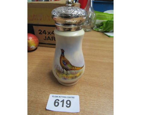  Sale Item:    SILVER RIM WORCESTER SUGAR SIFTER SIGNED N STINTON  Vat Status:   No Vat   Buyers Premium:  This lot is subjec