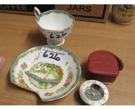  Sale Item:    GLEN GARIOCH TRAVEL CLOCK & ROYAL ALBERT CUP & SAUCER (AF)  Vat Status:   No Vat   Buyers Premium:  This lot i