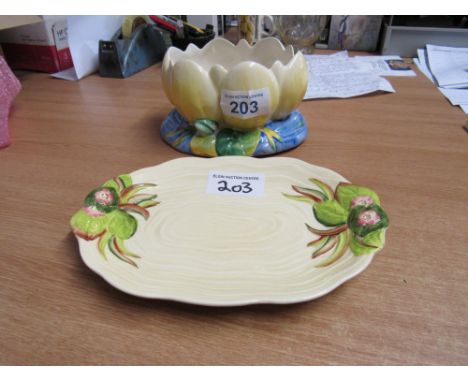  Sale Item:    CLARICE CLIFF PLATE & BOWL (AF)   Vat Status:   No Vat   Buyers Premium:  This lot is subject to a Buyers Prem