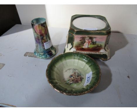  Sale Item:    BURLEIGH WARE VASE CERAMIC BASE & DISH  Vat Status:   No Vat   Buyers Premium:  This lot is subject to a Buyer