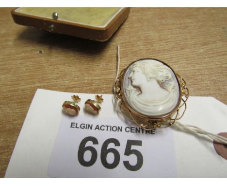  Sale Item:    CAMEO BROOCH & EAR RINGS   Vat Status:   No Vat   Buyers Premium:  This lot is subject to a Buyers Premium of 