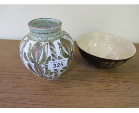  Sale Item:    BOURNE DENBY SIGNED VASE & DENBY BOWL  Vat Status:   No Vat   Buyers Premium:  This lot is subject to a Buyers