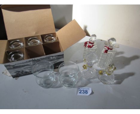  Sale Item:    4 PERFUME BOTTLES & SET 6 BOWMORE WHISKY GLASSES (AF)  Vat Status:   No Vat   Buyers Premium:  This lot is sub