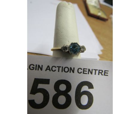  Sale Item:    18 CT DIAMOND & BLUE STONE RING   Vat Status:   No Vat   Buyers Premium:  This lot is subject to a Buyers Prem