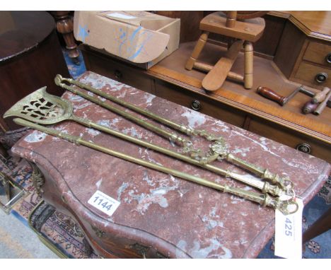  Sale Item:    SET 3 BRASS FIRE IRONS   Vat Status:   No Vat   Buyers Premium:  This lot is subject to a Buyers Premium of 15